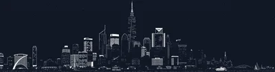 Stylized Minimalist Sydney City Skyline Silhouette At Night