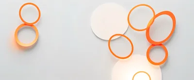 Abstract Orange Rings And White Circles On Grey Background