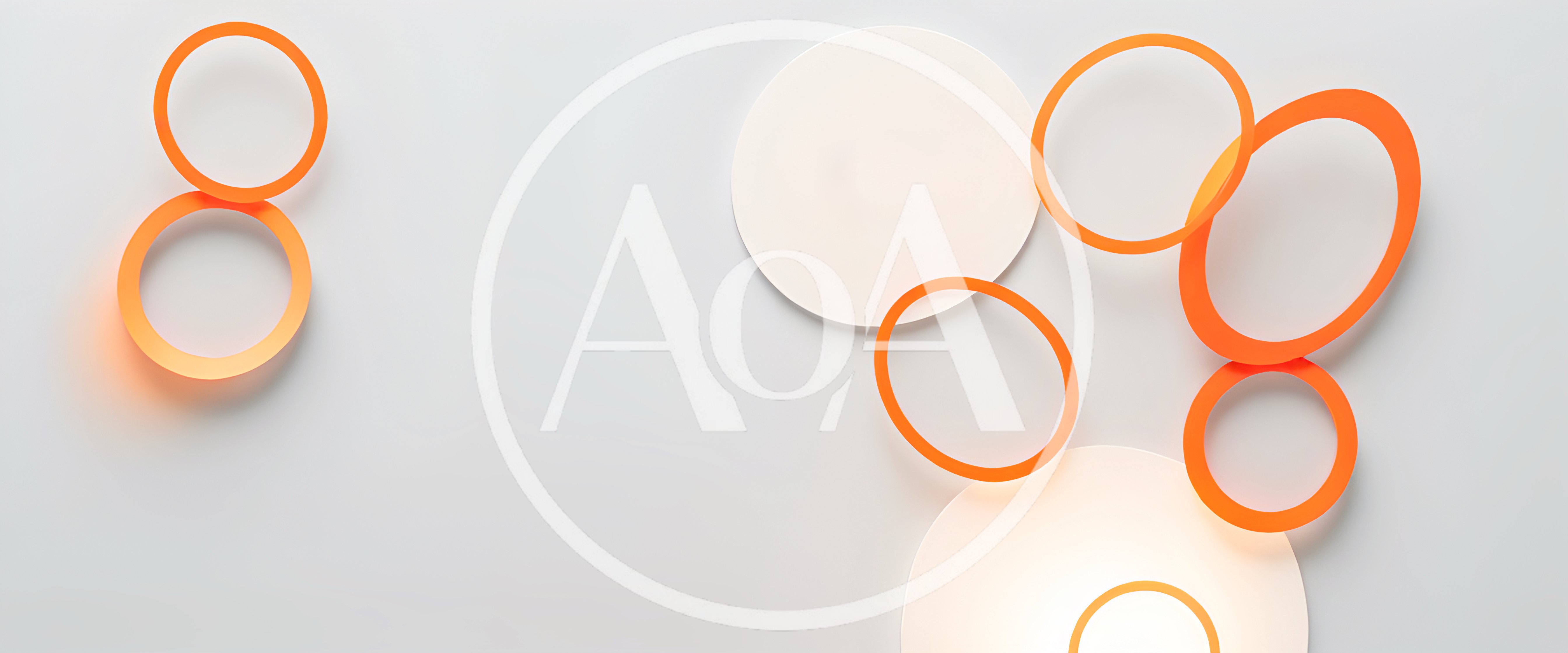 Abstract Orange Rings And White Circles On Grey Background