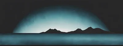 Minimalist Silhouette Of Mountains Over A Calm Sea
