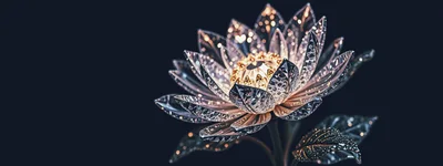 Glowing Crystal Lotus Flower With Intricate Petal Details