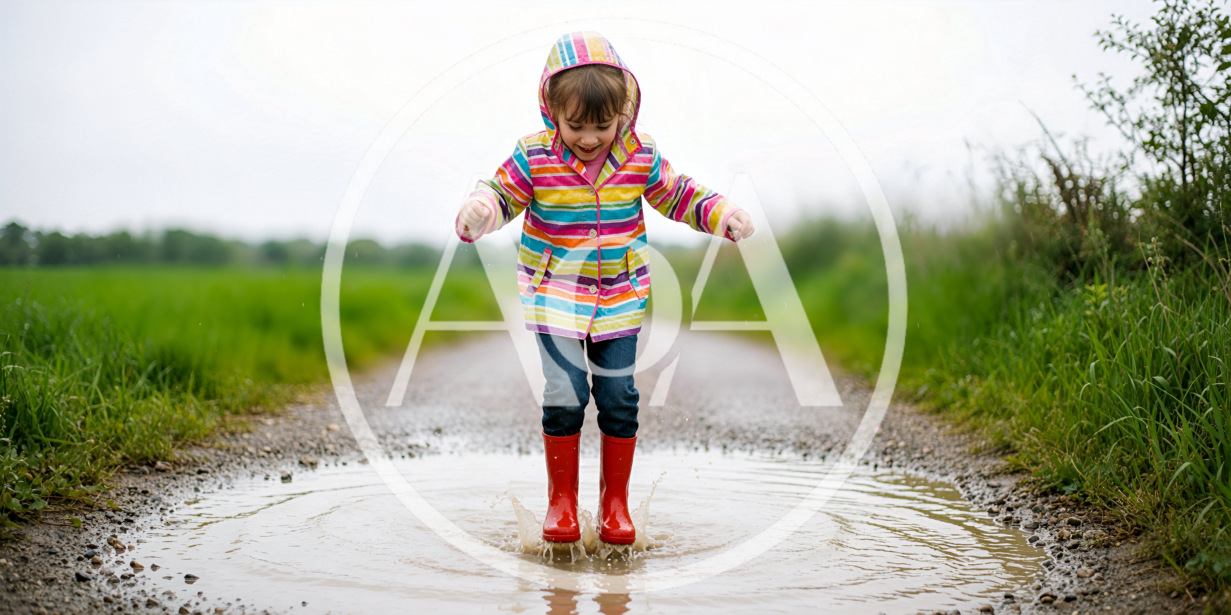 Little Girl Jumping in a Muddy Puddle