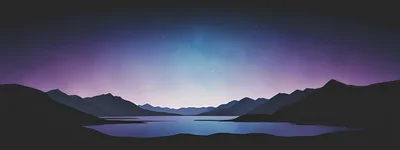 Minimalist Mountain Landscape At Twilight Over A Lake
