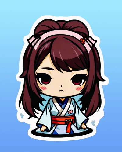 Chibi Anime Girl In Traditional Japanese Kimono