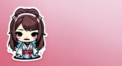 Chibi Anime Girl In Traditional Japanese Kimono