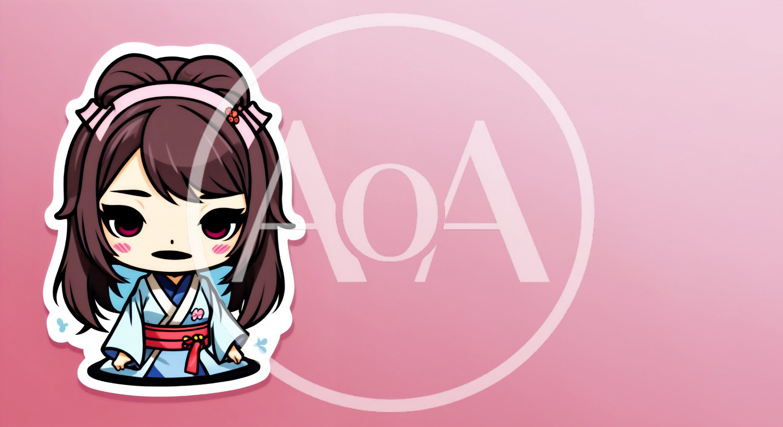 Chibi Anime Girl In Traditional Japanese Kimono