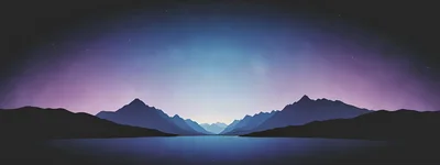 Minimalist Mountain Landscape With Reflective Lake At Night