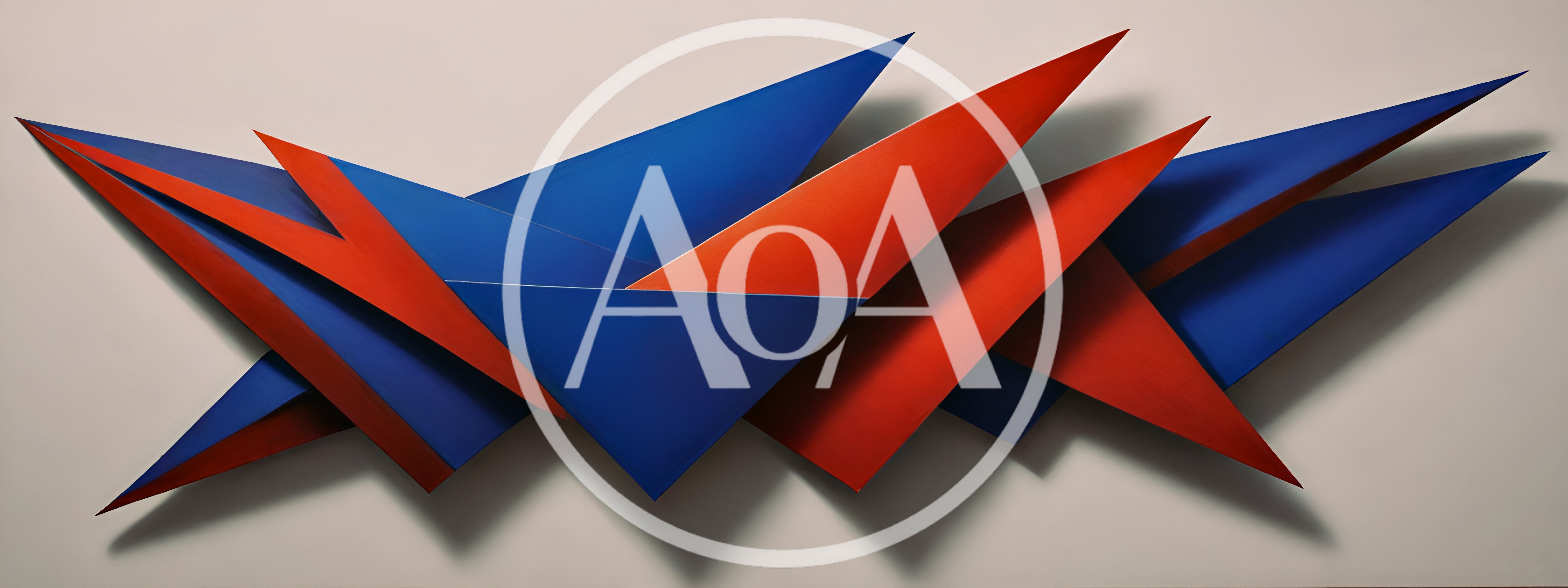 Abstract Geometric Wall Sculpture With Red And Blue Triangles