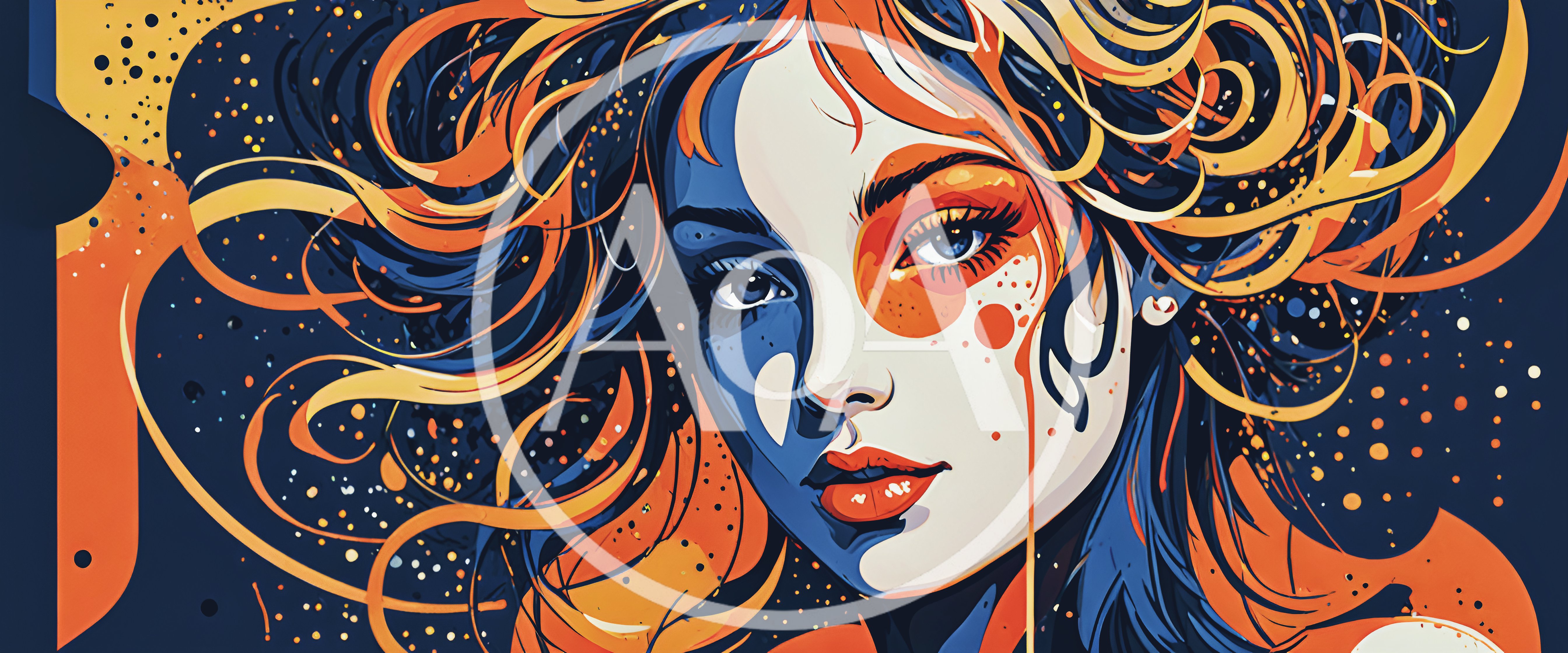 Stylized Digital Illustration Of A Woman With Flowing Hair