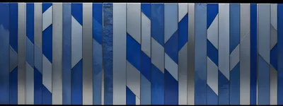 Abstract Geometric Wall Panel With Blue And Silver Tiles