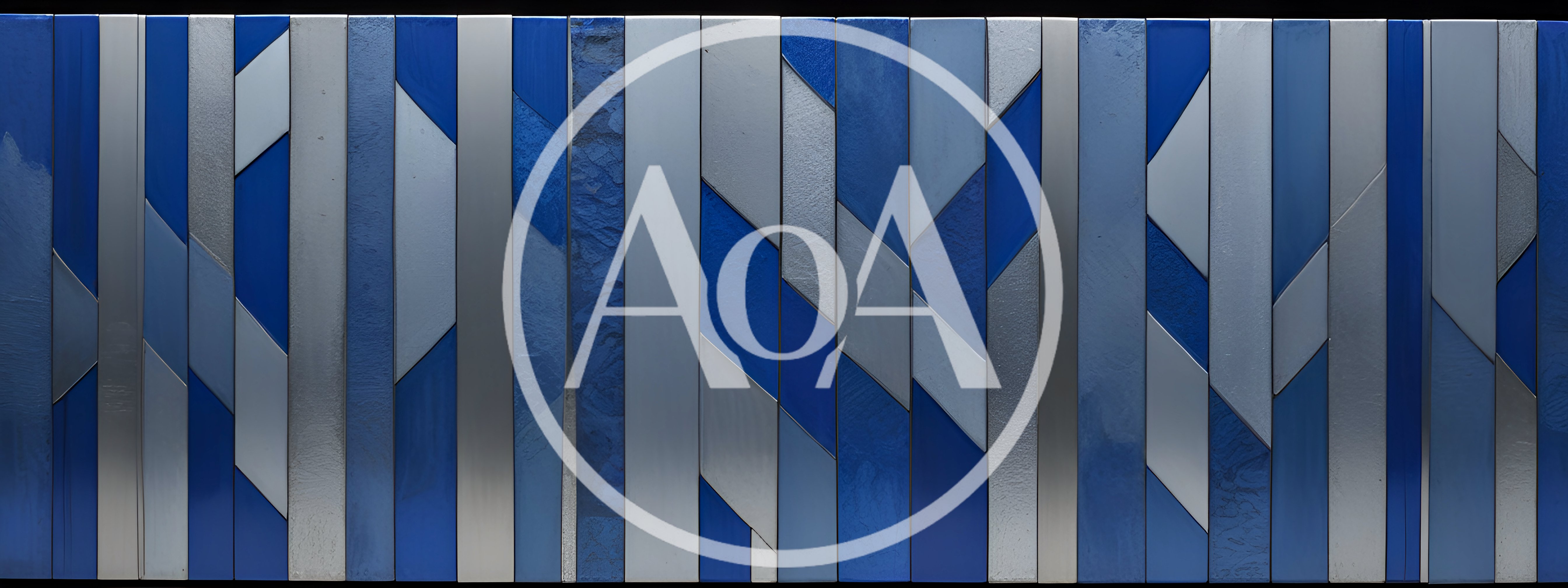 Abstract Geometric Wall Panel With Blue And Silver Tiles