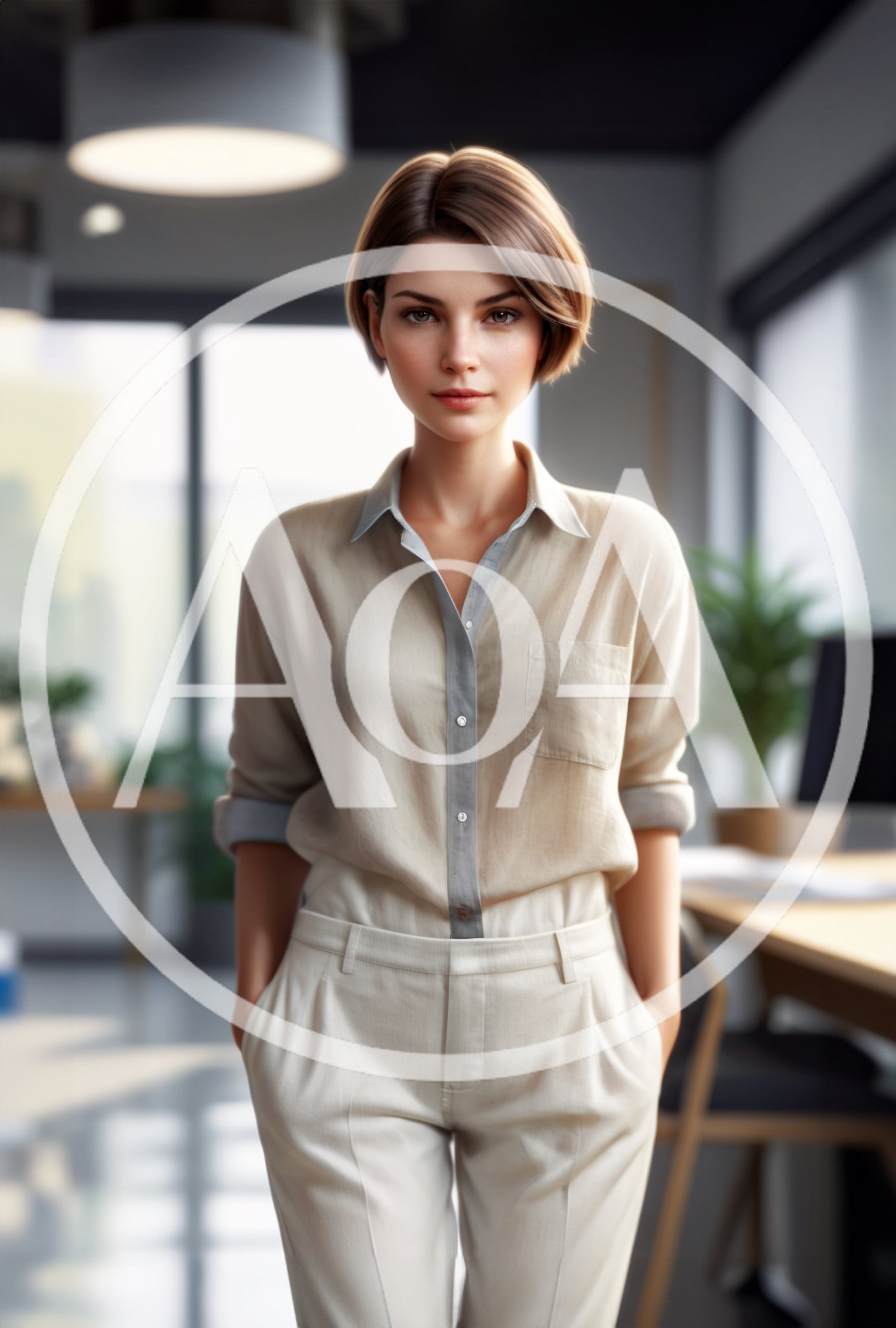 Professional Businesswoman Standing In A Modern Office