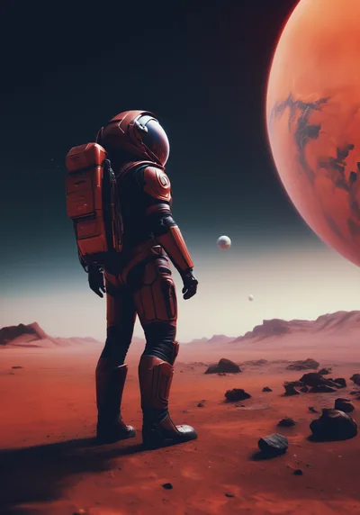 Astronaut Standing On The Surface Of Mars