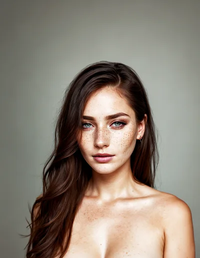 Portrait Of A Young Woman With Freckles