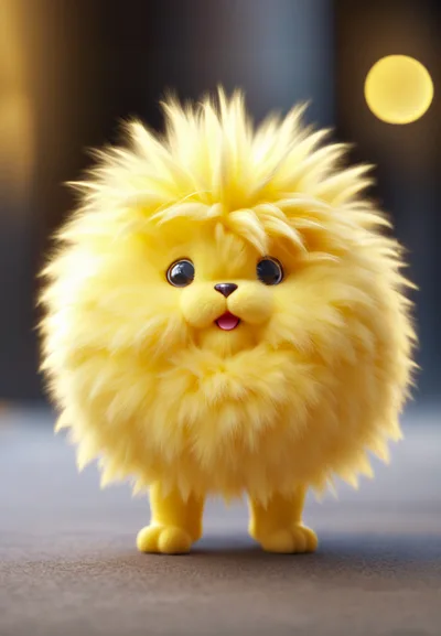 Cute Fluffy Yellow Creature Standing