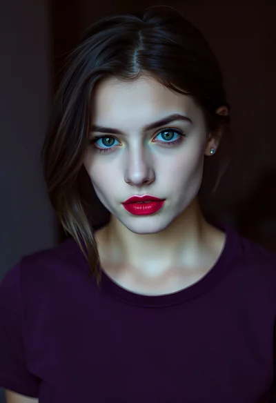 Portrait Of A Young Woman With Red Lipstick