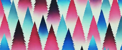 Abstract Watercolor Forest With Pink And Blue Pine Trees