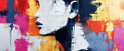 Abstract Oil Painting Of A Woman Profile