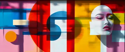 Abstract Mural Featuring A Stylized Female Face