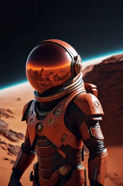 Astronaut Standing On The Surface Of Mars