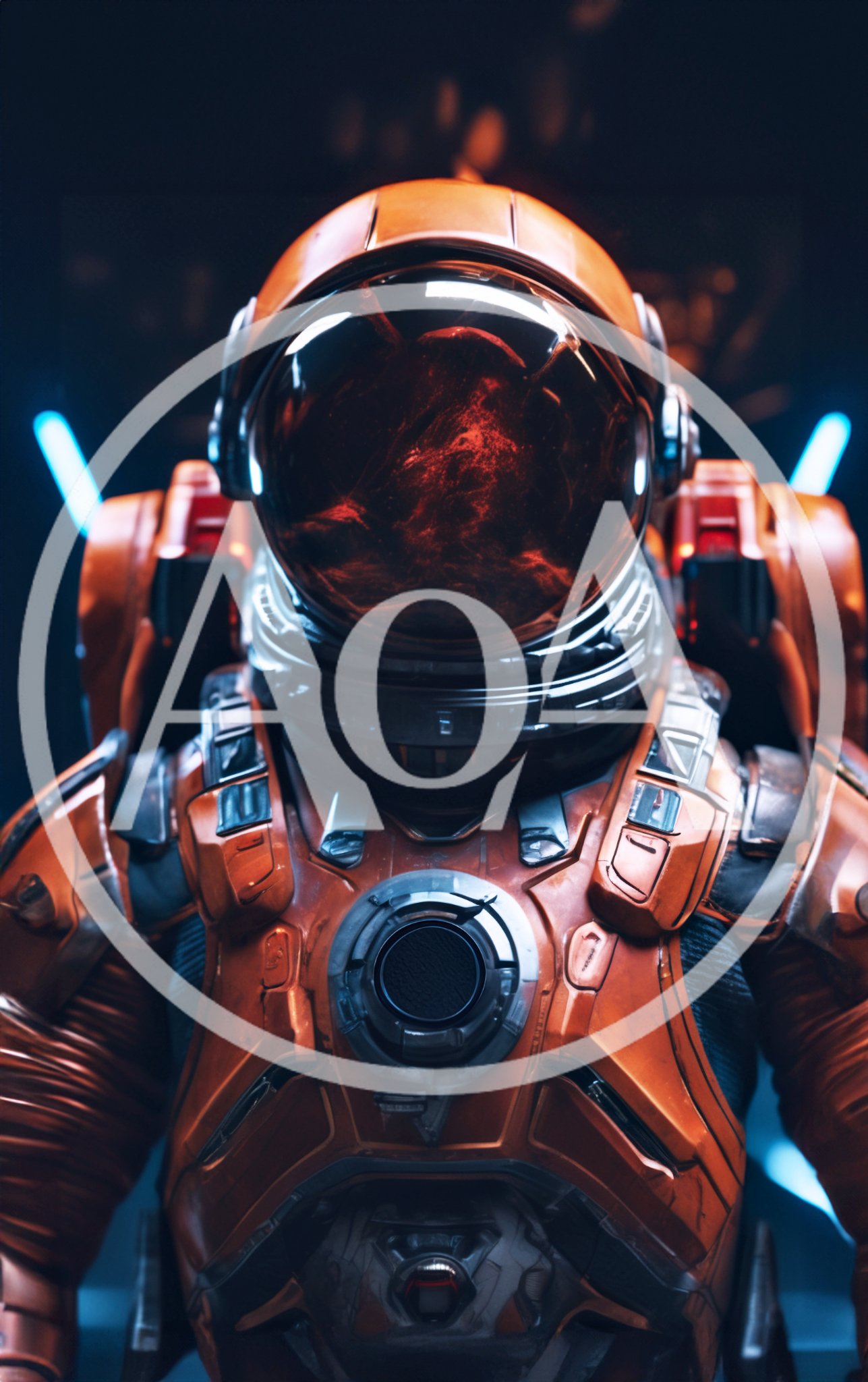 Futuristic Astronaut In Orange Space Suit