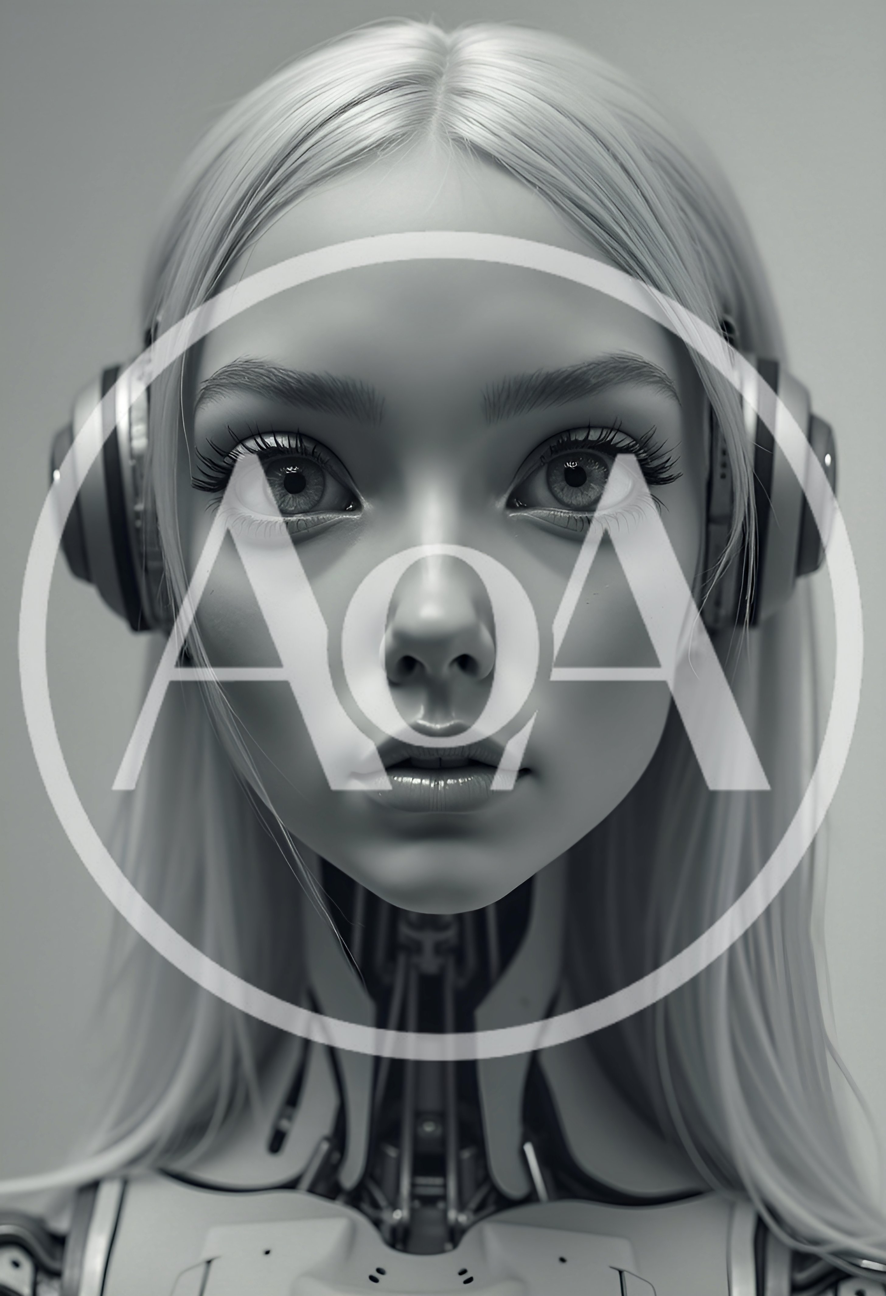 Portrait Of A Futuristic Android Woman With Headphones
