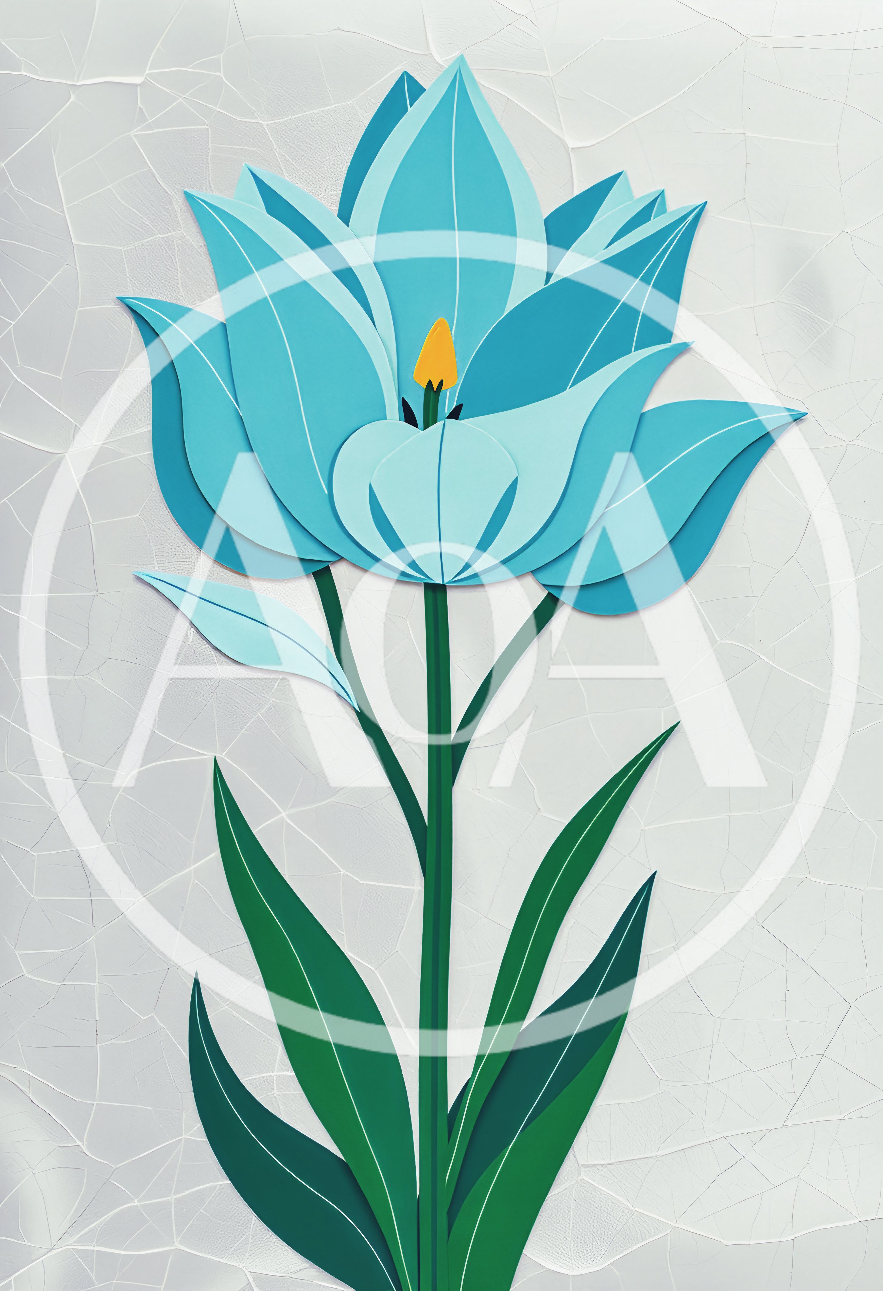 Paper Cutout Style Blue Tulip Illustration