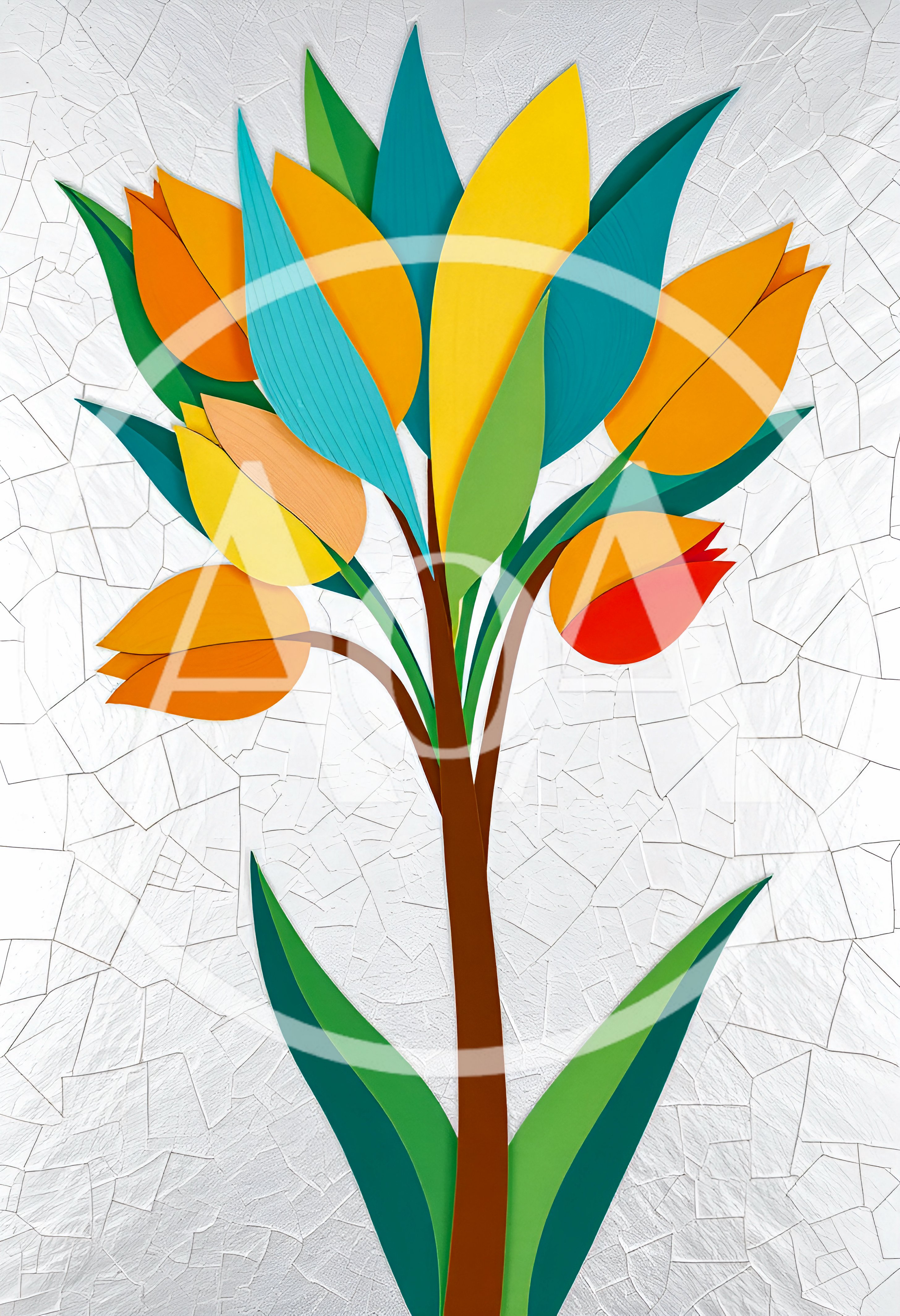 Paper Cutout Floral Art With Colorful Tulips