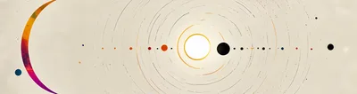 Abstract Minimalist Solar System Illustration With Concentric Orbits