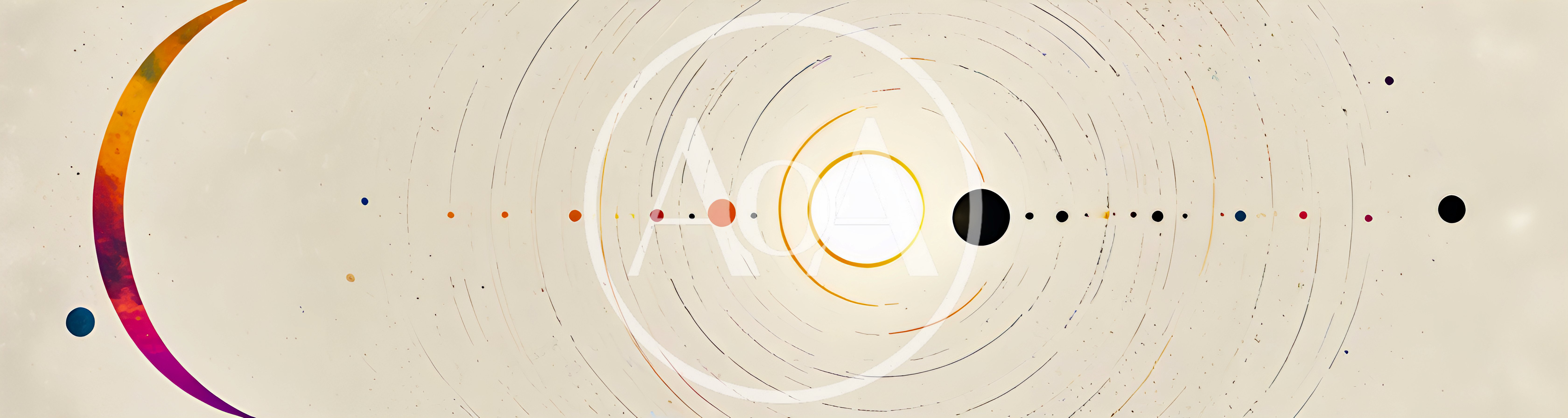 Abstract Minimalist Solar System Illustration With Concentric Orbits