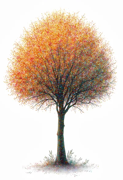 Artistic Impressionist Painting Of A Vibrant Autumn Tree