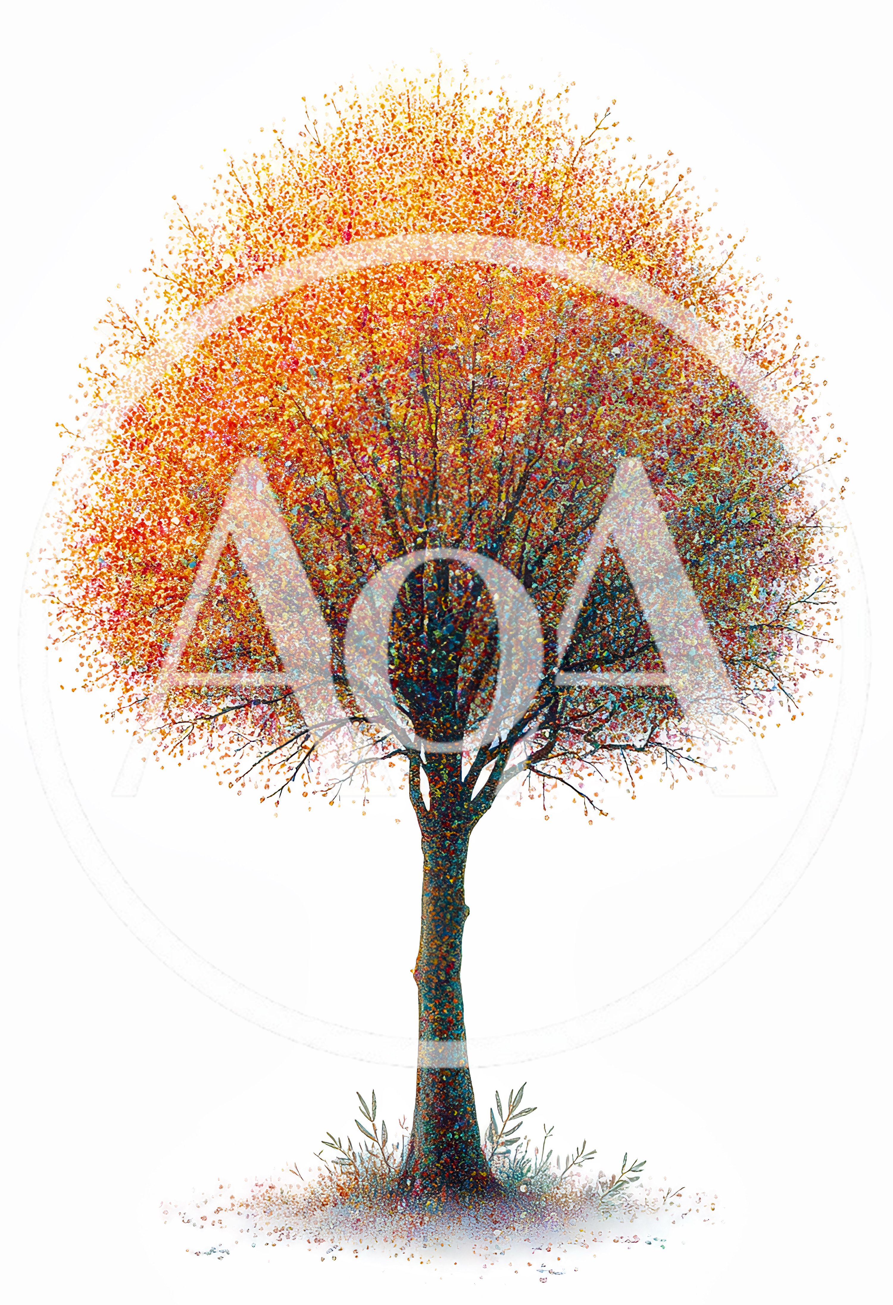 Artistic Impressionist Painting Of A Vibrant Autumn Tree