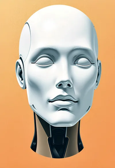 Futuristic Android Head With Smooth White Surface
