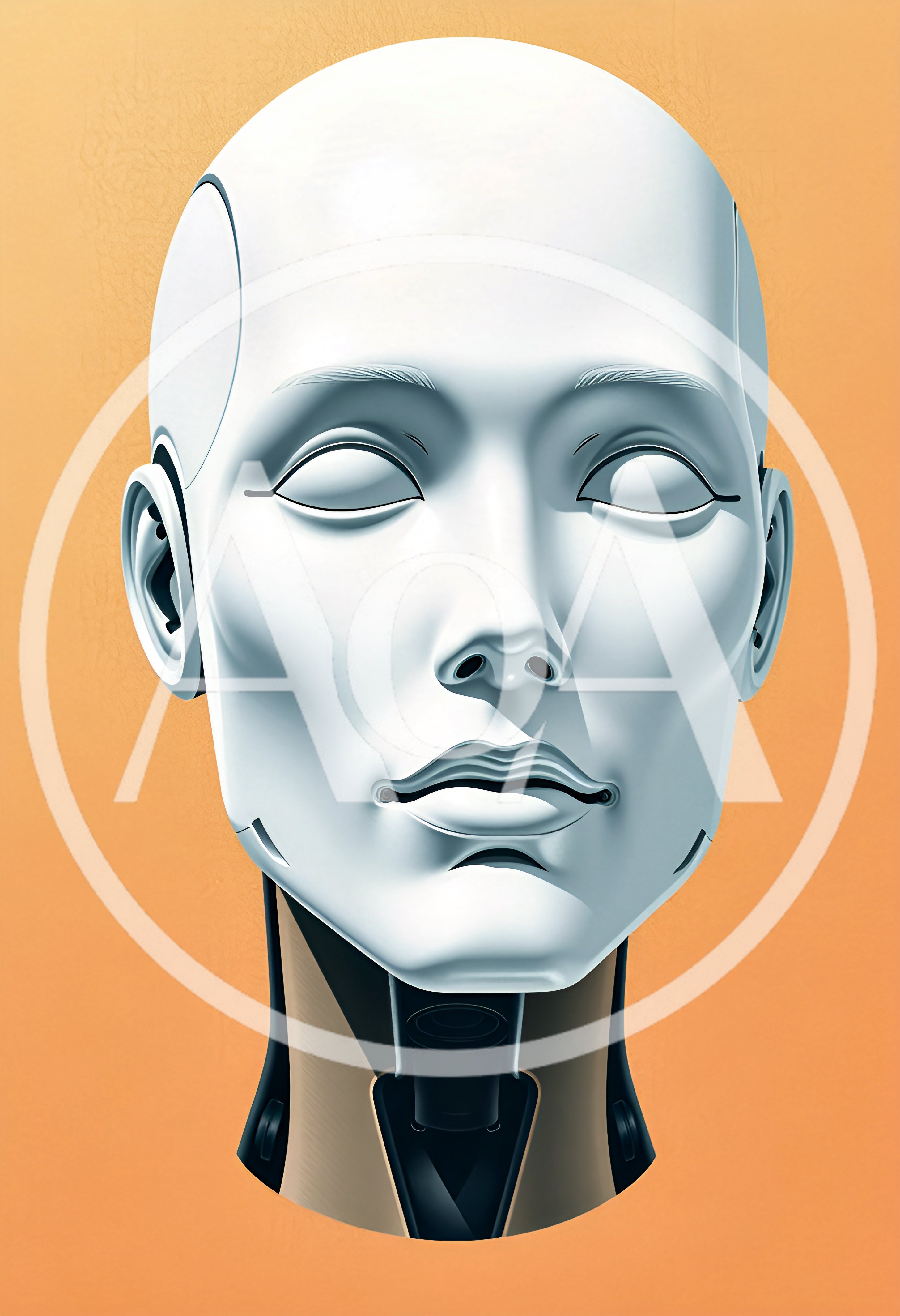 Futuristic Android Head With Smooth White Surface