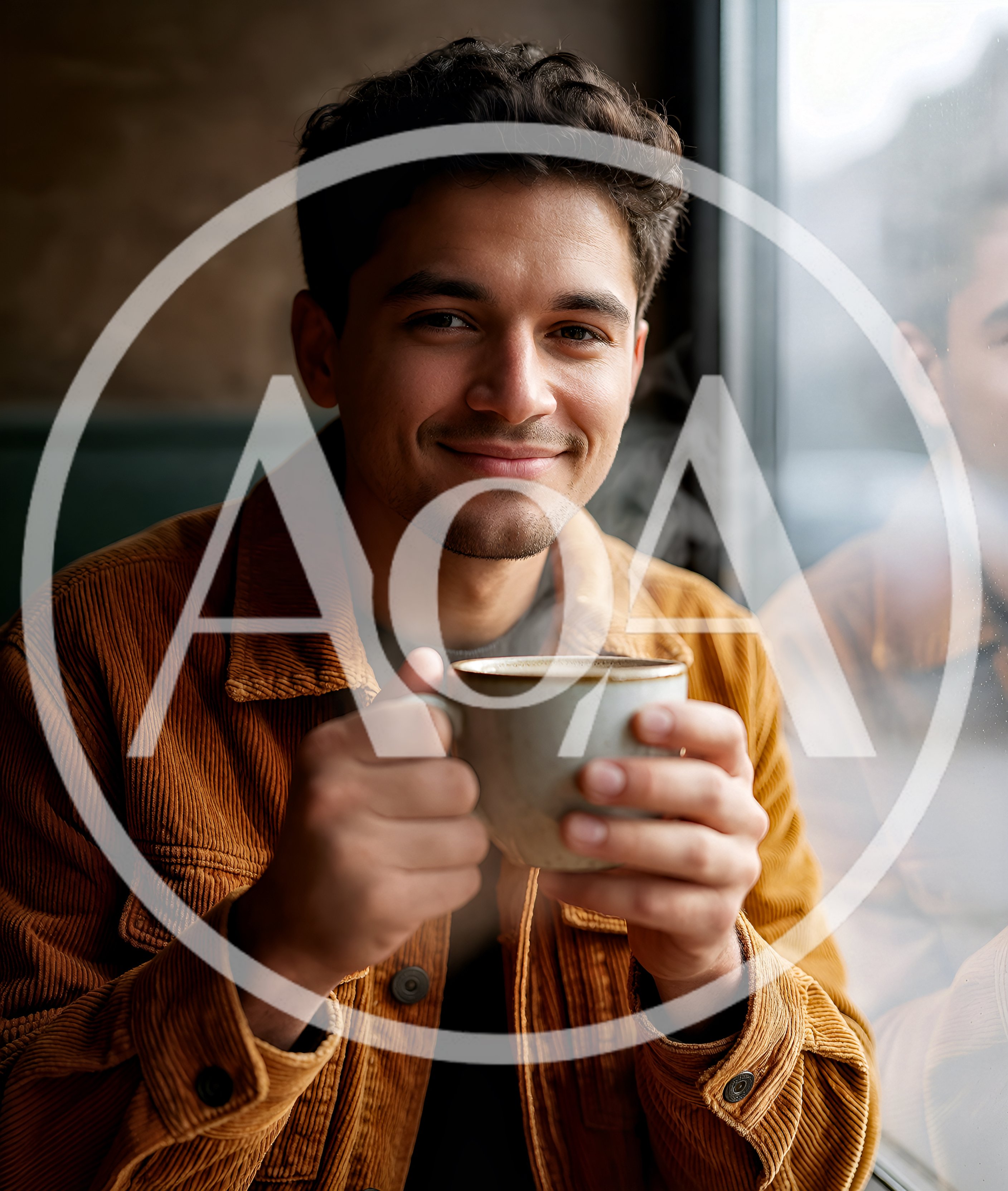 Young Man Holding A Steaming Coffee Cup