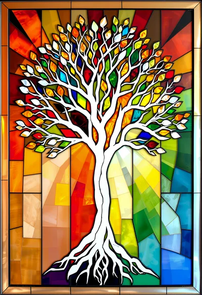 Stained Glass Tree Of Life Art Piece
