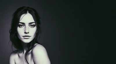Portrait Of A Young Woman With Freckles