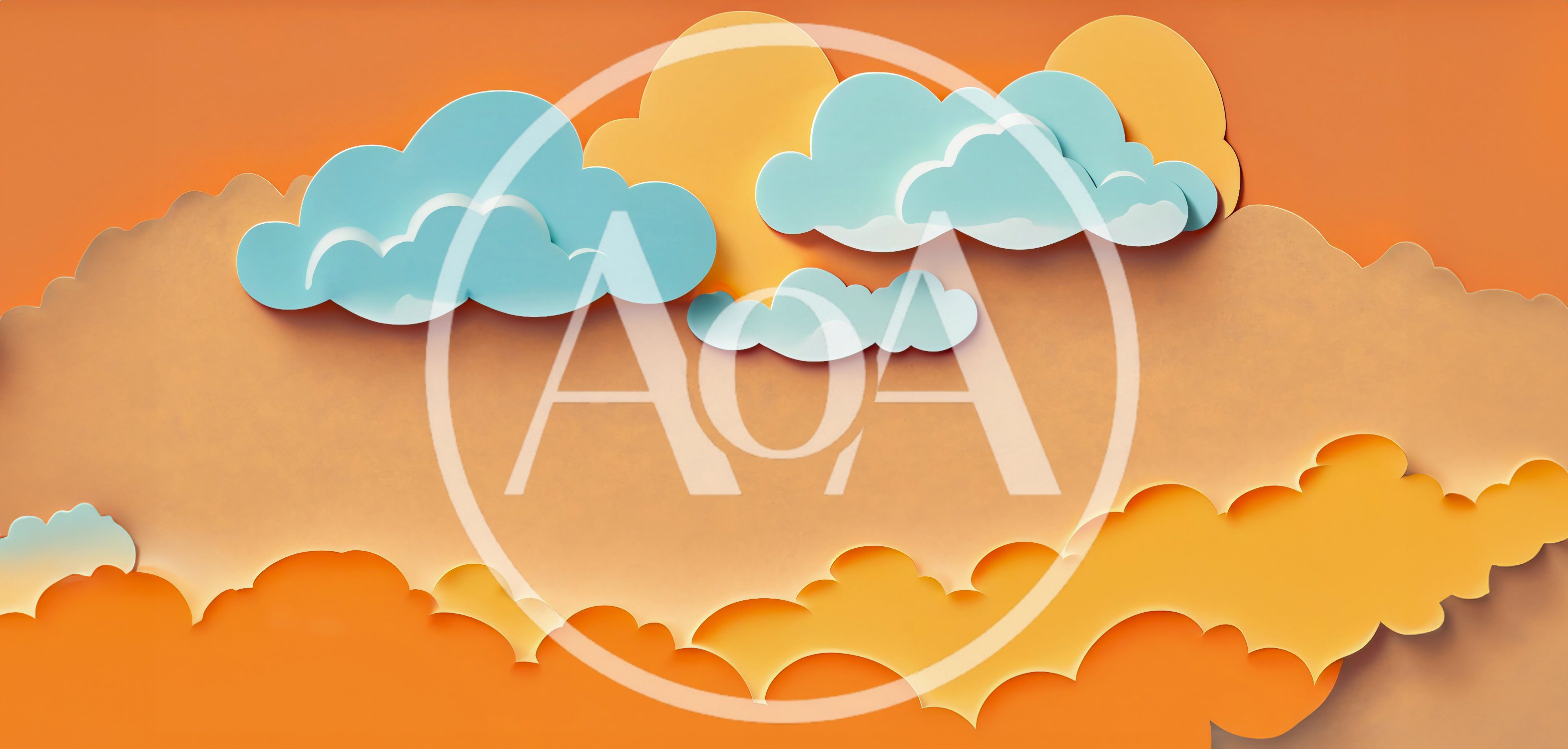 Paper Cutout Style Clouds On Orange Background
