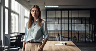 Professional Businesswoman Standing In Modern Office Workspace