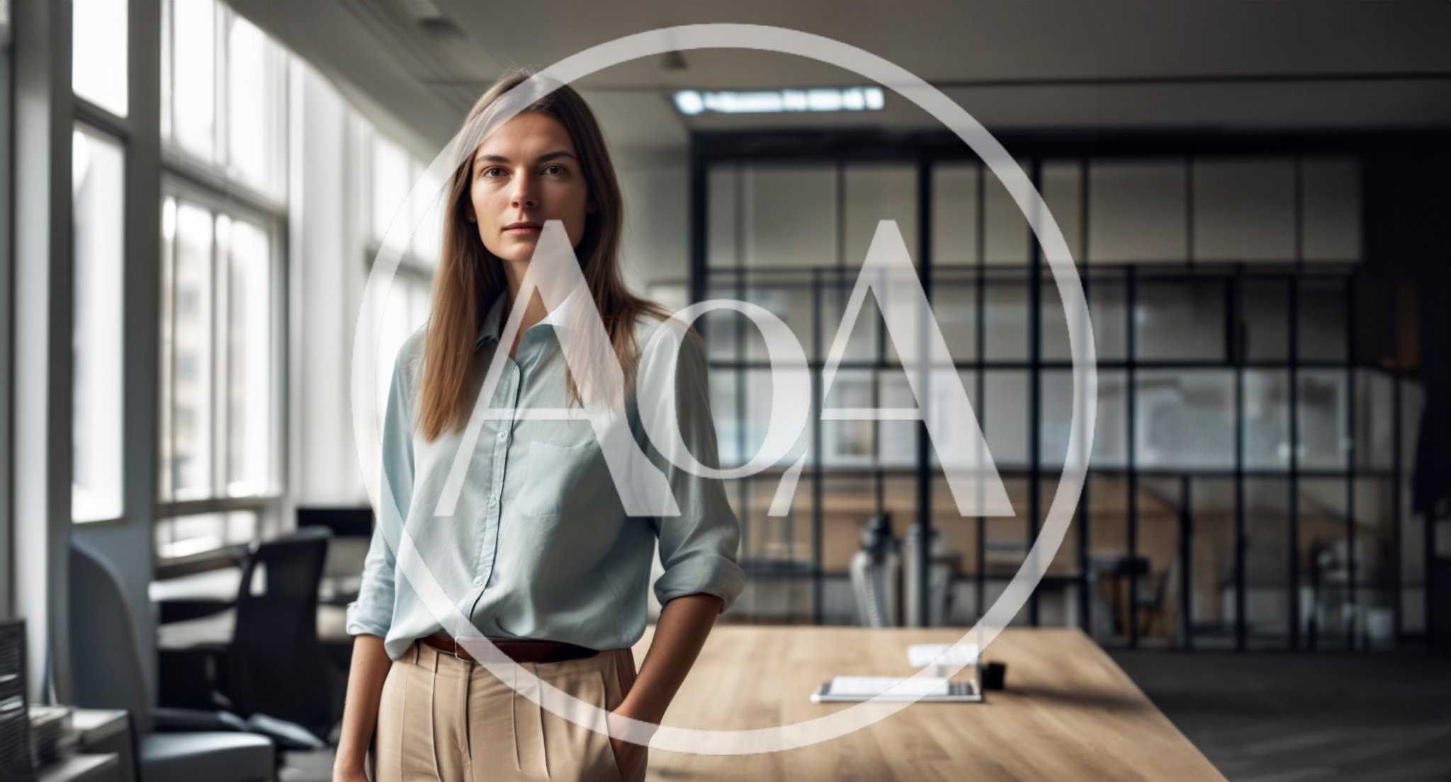 Professional Businesswoman Standing In Modern Office Workspace