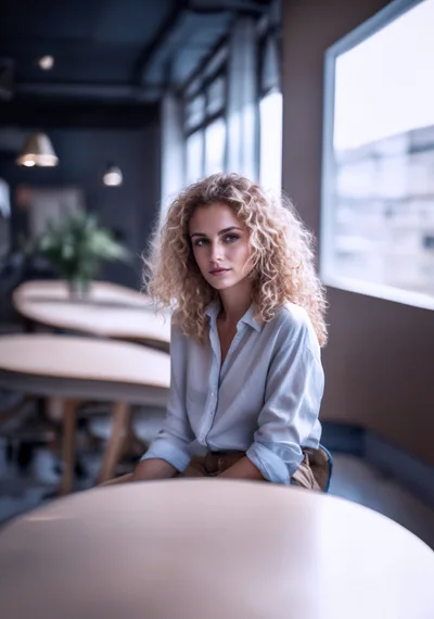 Portrait Of A Young Woman With Curly Blonde Hair
