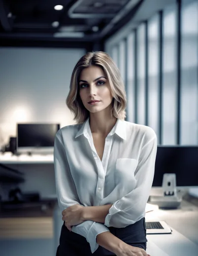 Professional Businesswoman Standing In A Modern Office