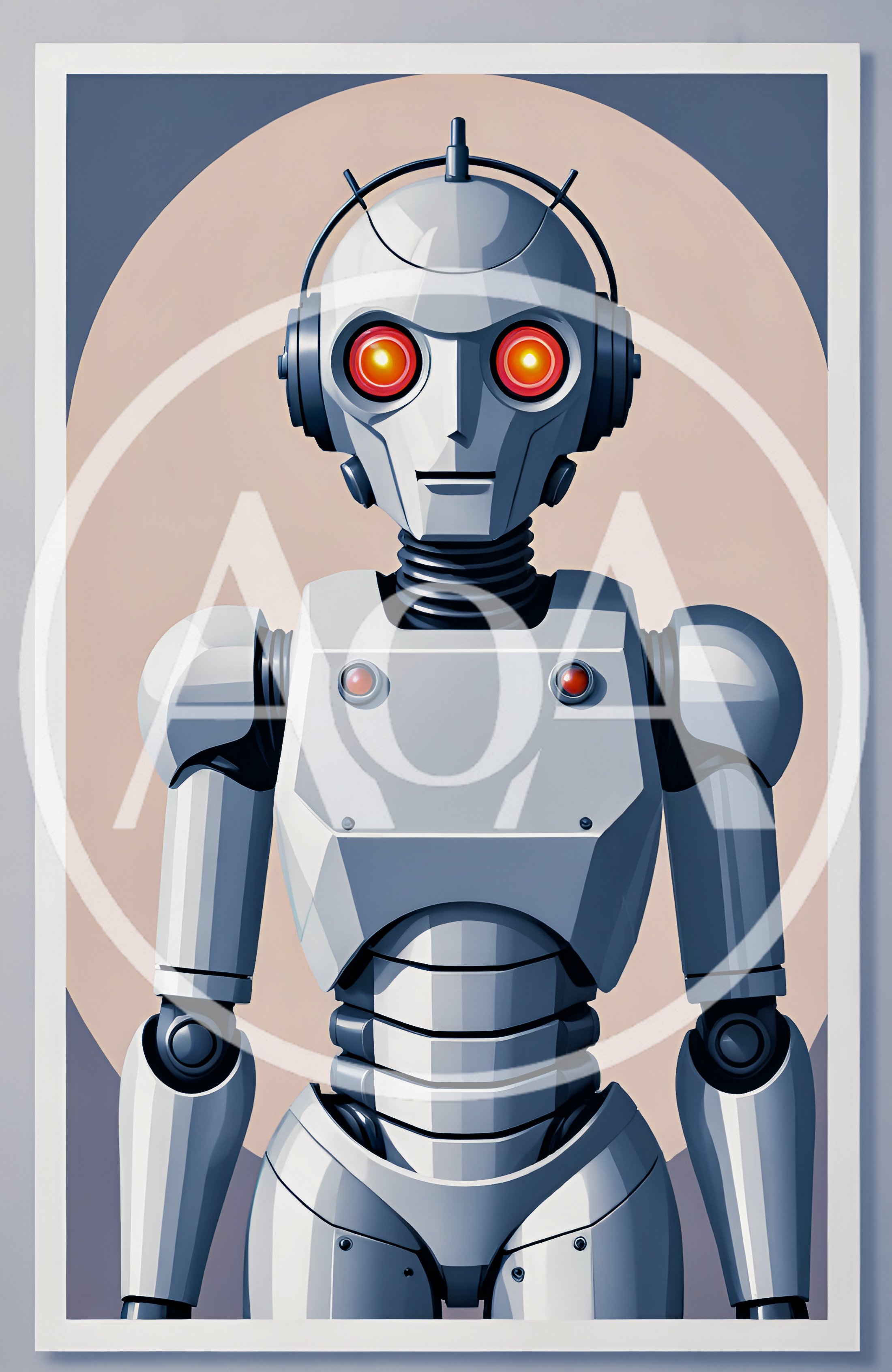 Retro Futuristic Robot Portrait Illustration