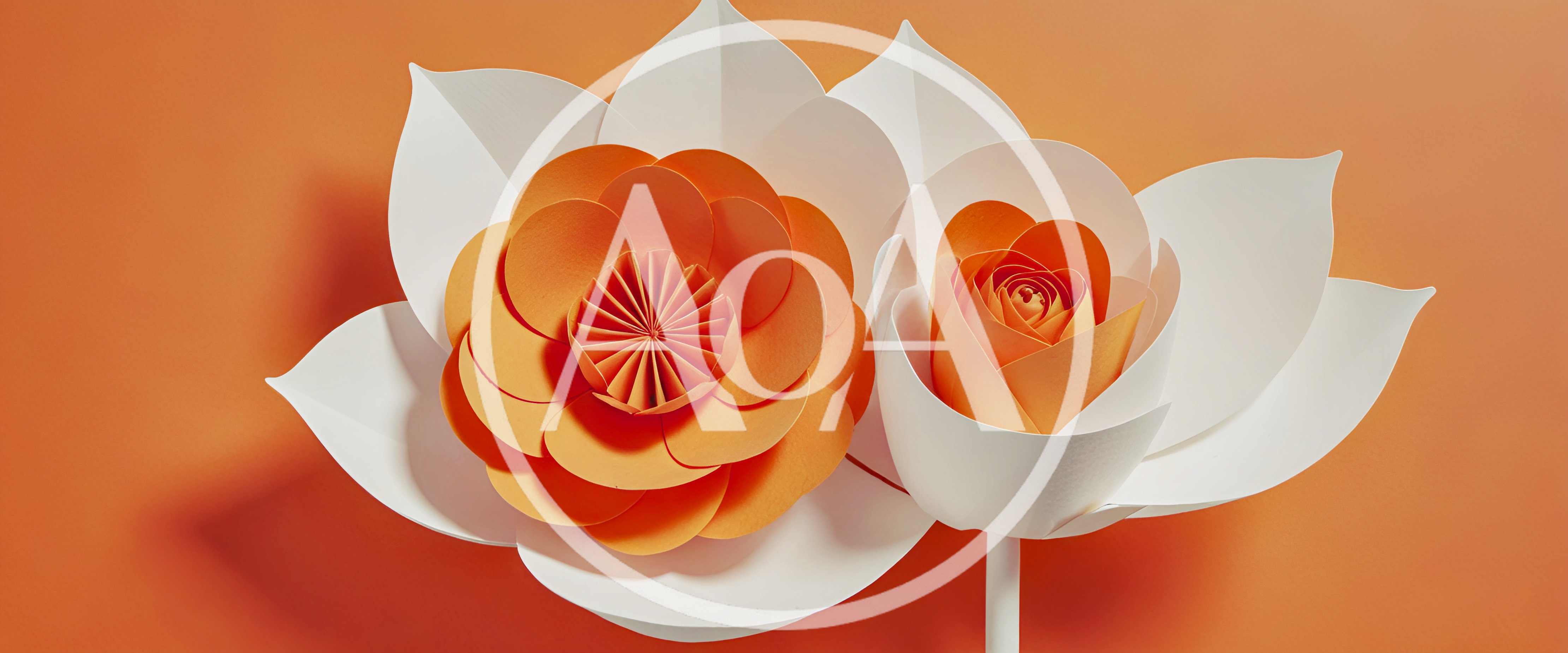 Handmade Paper Flowers On Orange Background