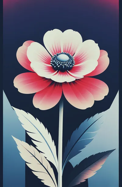 Stylized Digital Illustration Of A Vibrant Pink Flower