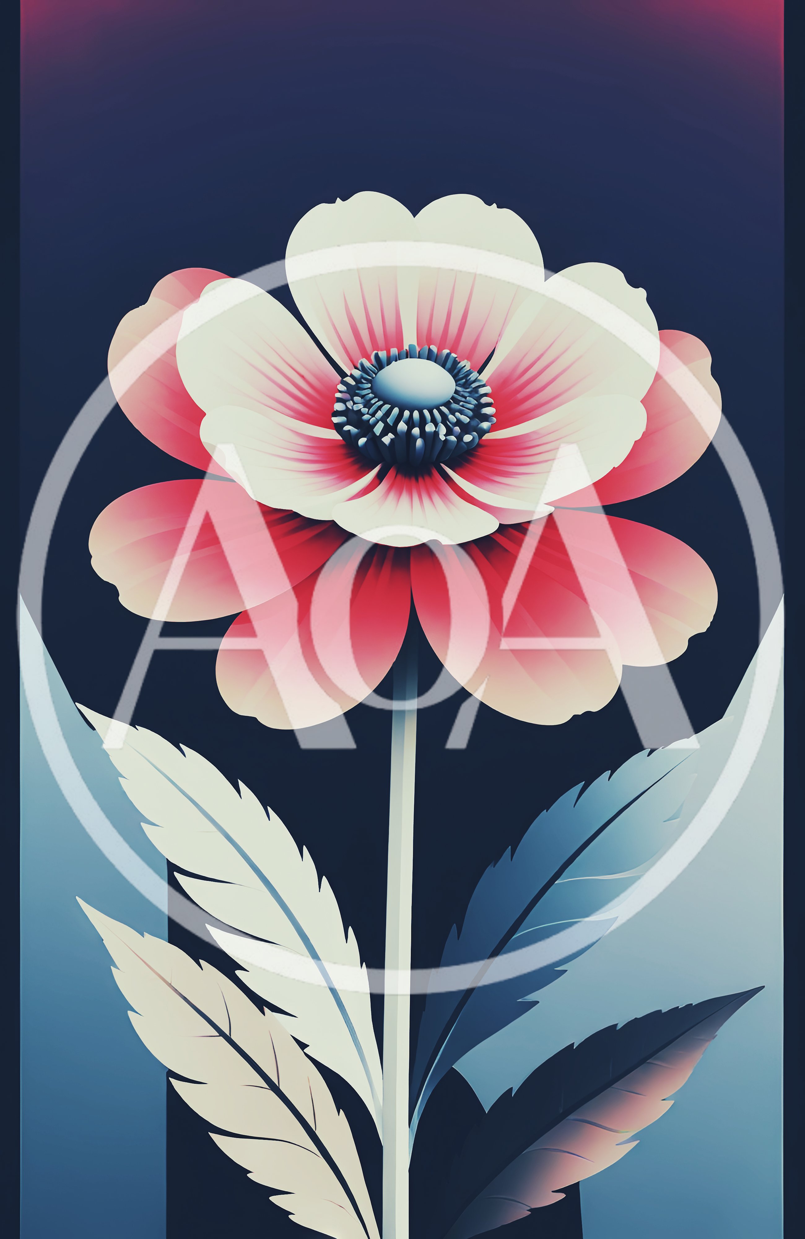 Stylized Digital Illustration Of A Vibrant Pink Flower
