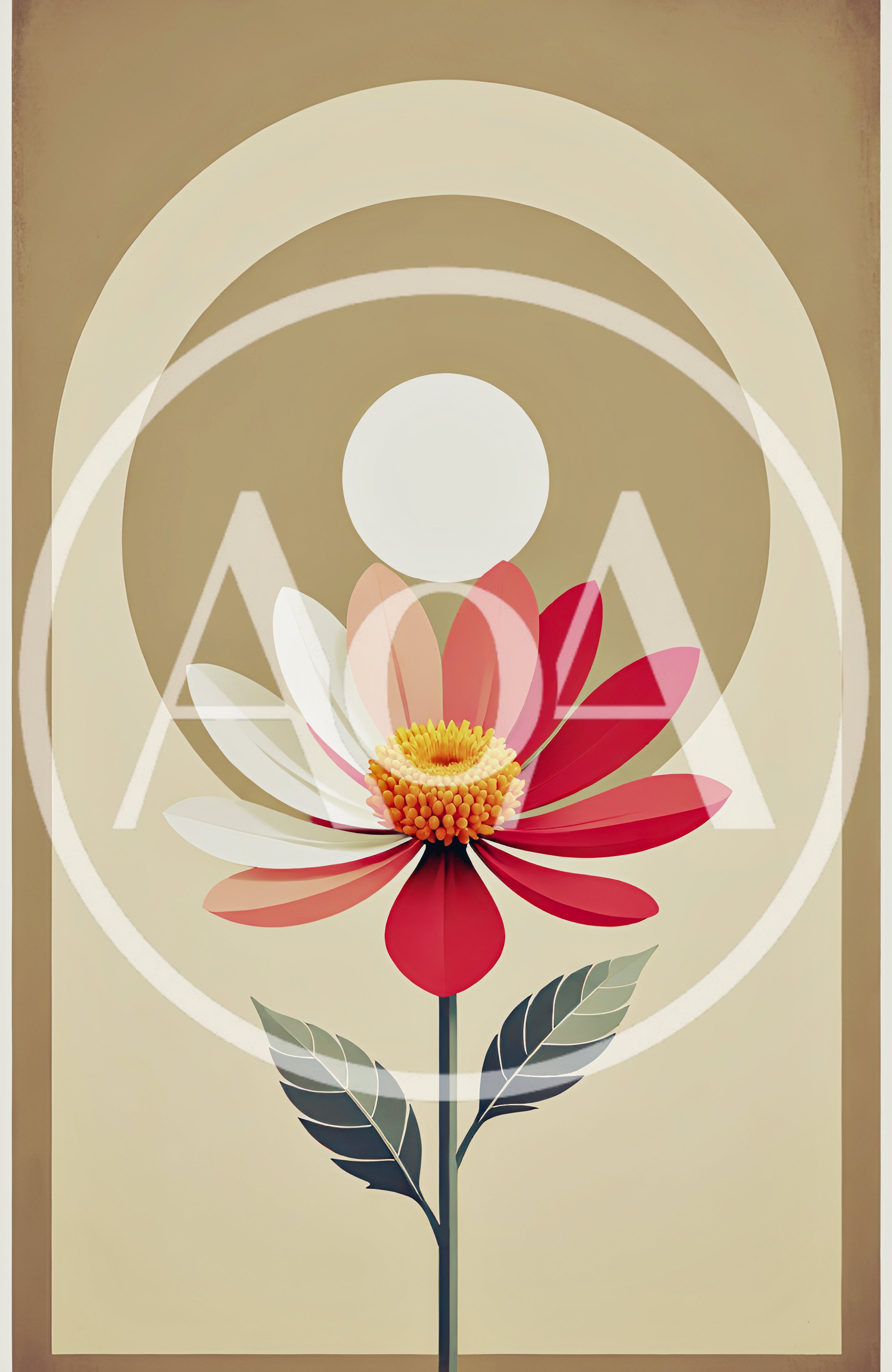 Minimalist Floral Illustration With Geometric Arch Background