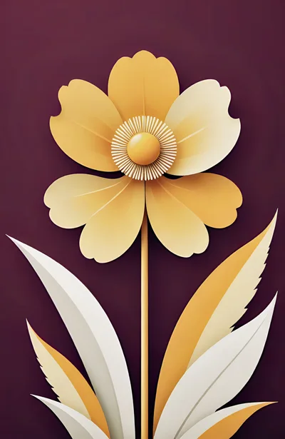 Minimalist Paper Cutout Yellow Flower Illustration