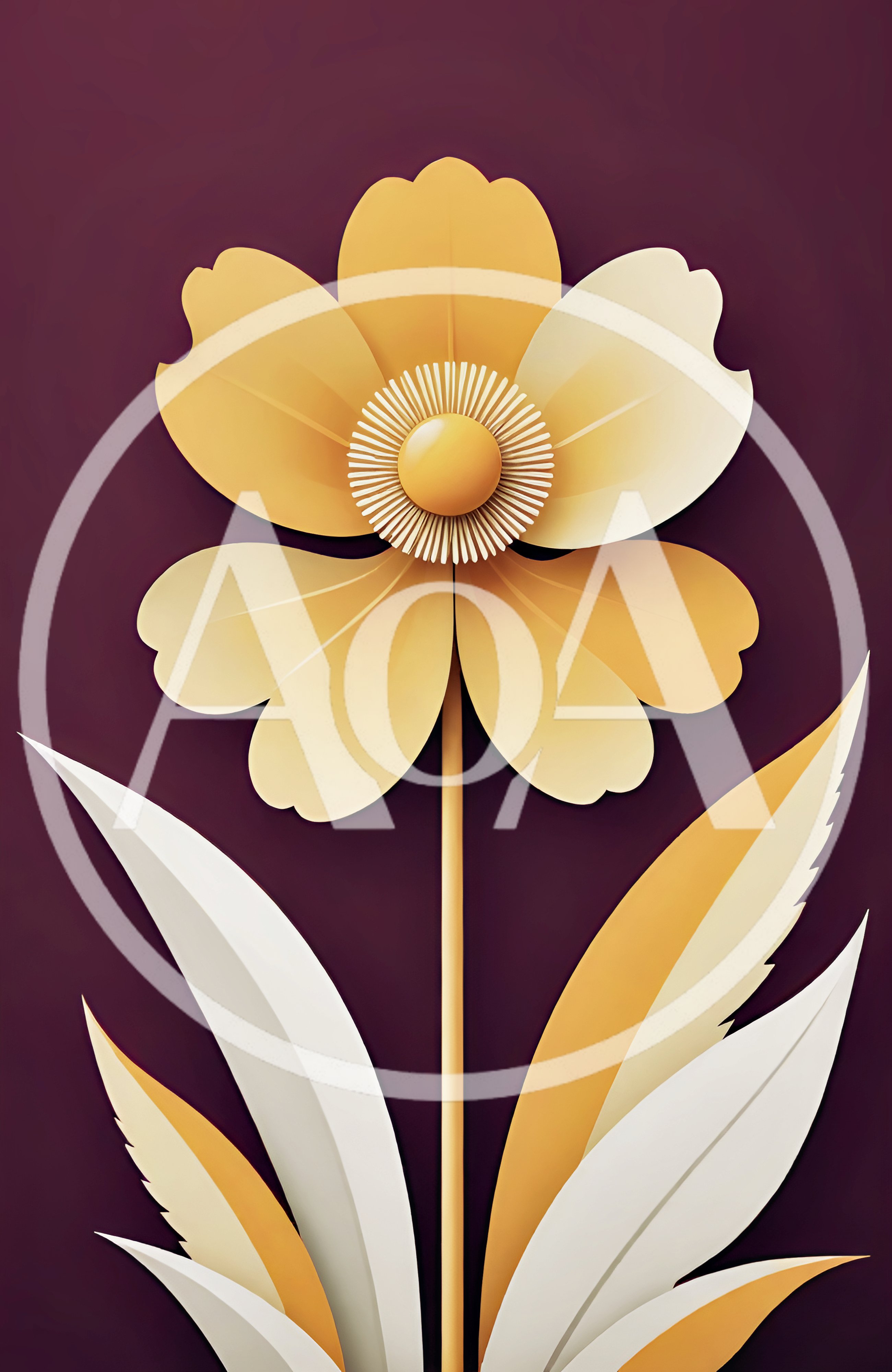 Minimalist Paper Cutout Yellow Flower Illustration