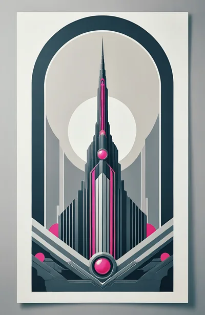 Art Deco Futuristic Skyscraper Illustration